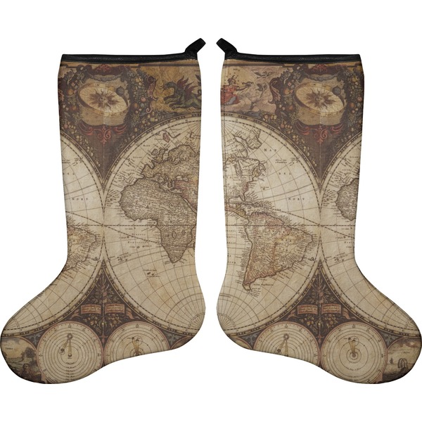 Vintage World Map Stocking - Double-Sided - Approval