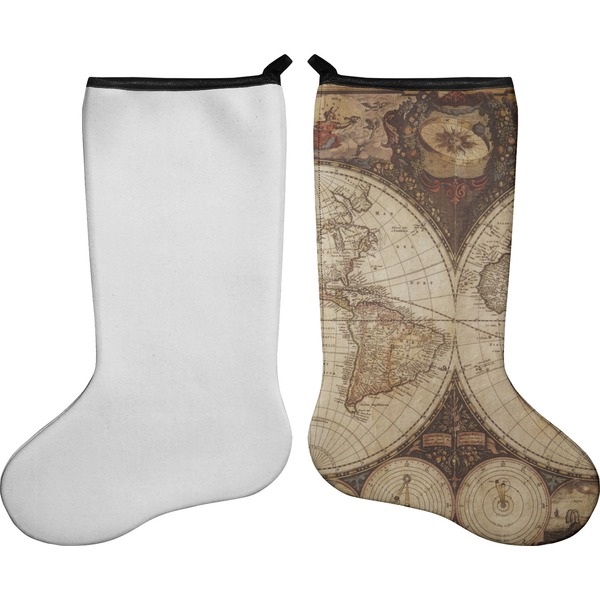Vintage World Map Stocking - Single-Sided - Approval