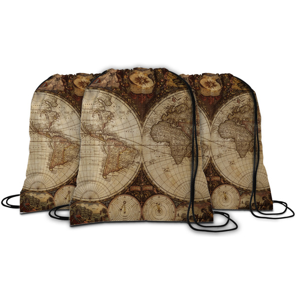 Vintage World Map String Backpack - MAIN