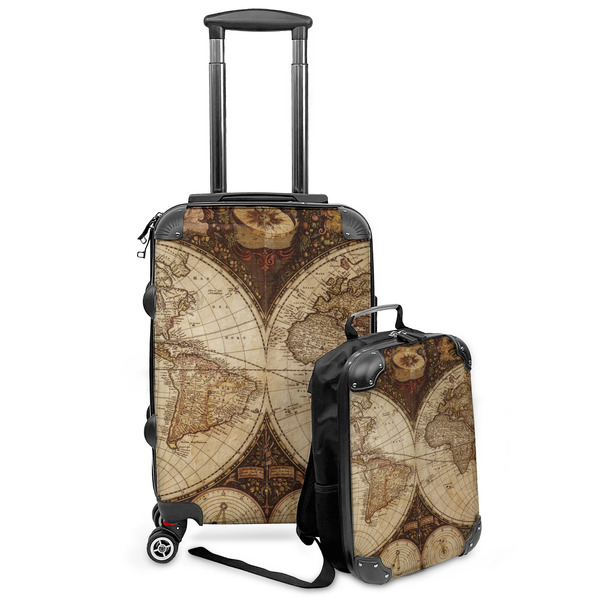 Custom Vintage World Map Kids 2-Piece Luggage Set - Suitcase & Backpack