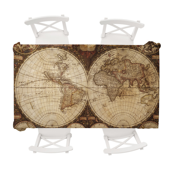 Custom Vintage World Map Tablecloth - 58"x102"