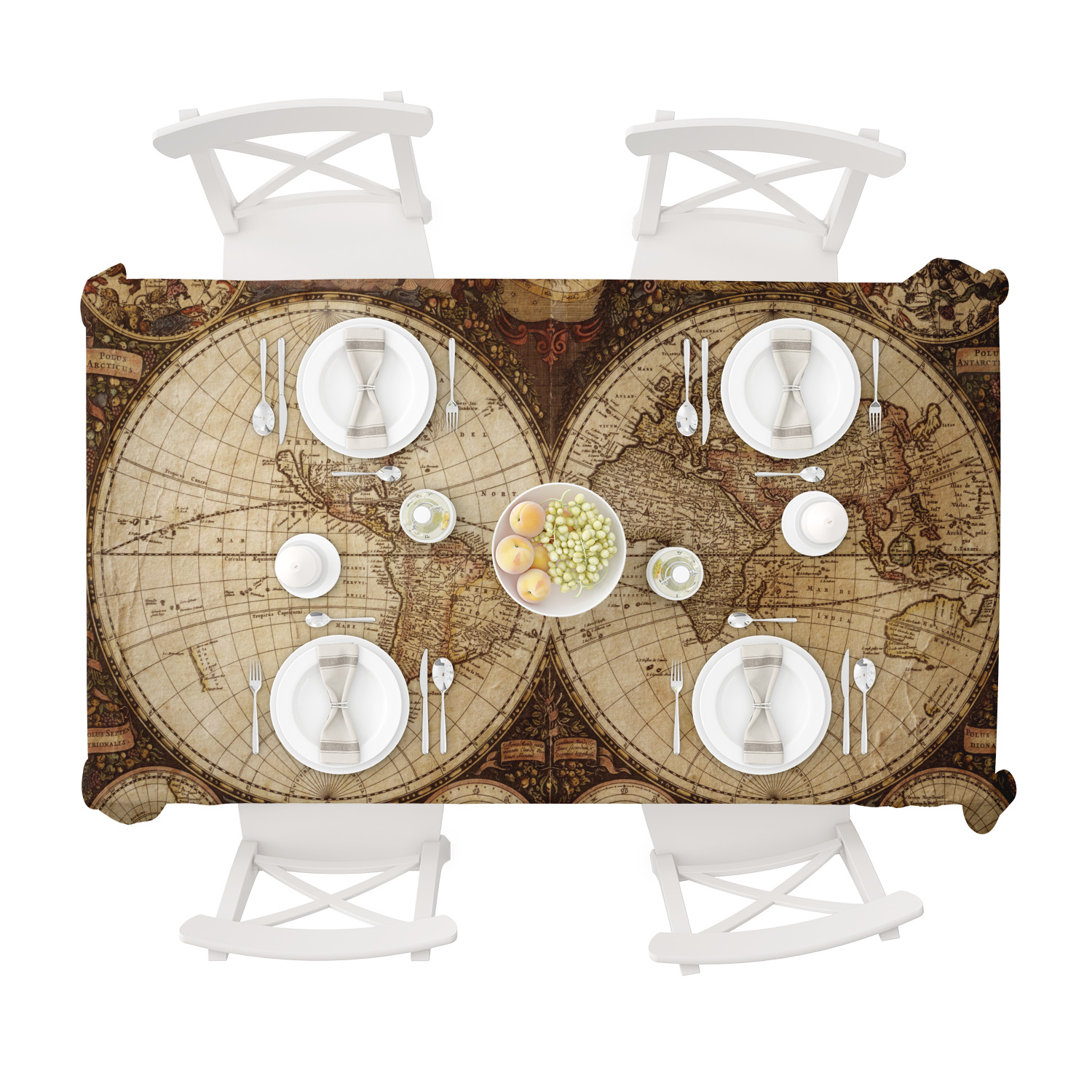 Custom Vintage World Map Tablecloth YouCustomizeIt