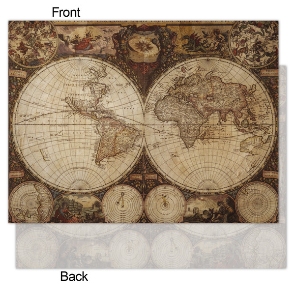 Vintage World Map Tissue Paper - Heavyweight - Medium - Front & Back