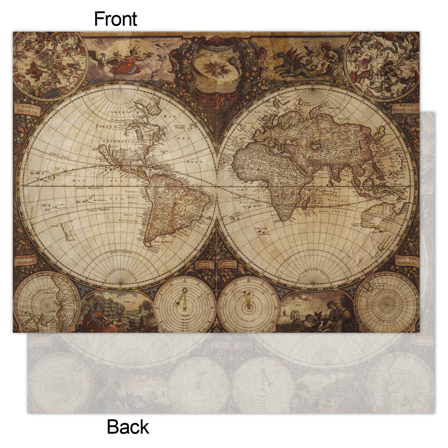 Custom Vintage World Map Tissue Paper Sheets