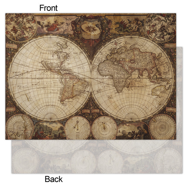 Vintage World Map Tissue Paper - Lightweight - Large - Front & Back