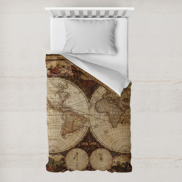 Custom Vintage World Map Toddler Duvet Cover