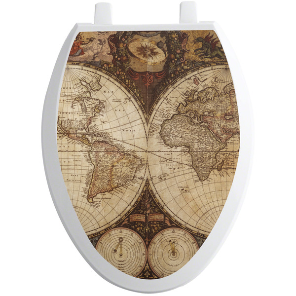 Antique World Map Toilet Seat Decal Elongated