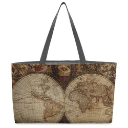 Vintage World Map Beach Totes Bag - w/ Black Handles