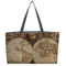 Vintage World Map Tote w/Black Handles - Front View