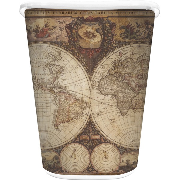 Custom Vintage World Map Waste Basket