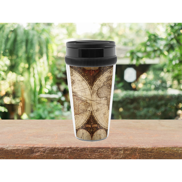 Vintage World Map Travel Mug Lifestyle (Personalized)