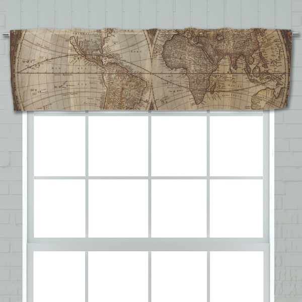 Vintage World Map Valance - Closeup on window