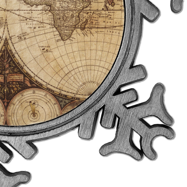 Vintage World Map Vintage Snowflake - Detail