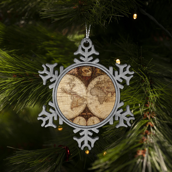 Vintage World Map Vintage Snowflake - (LIFESTYLE)