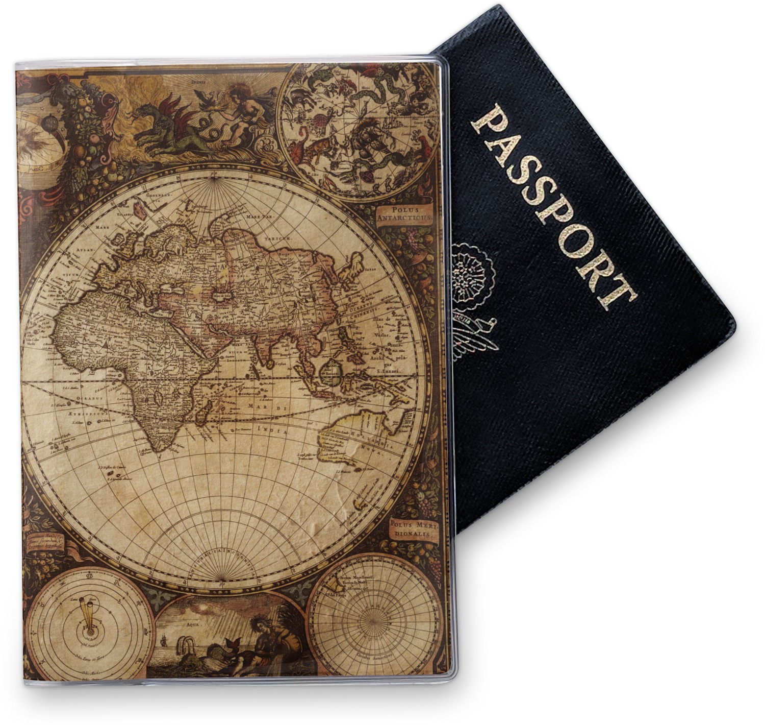 Custom Vintage World Map Vinyl Passport Holder | YouCustomizeIt