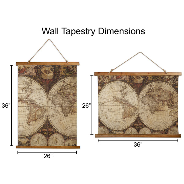 Vintage World Map Wall Hanging Tapestries - Parent/Sizing