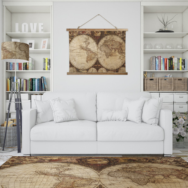 Vintage World Map Wall Hanging Tapestry - IN CONTEXT