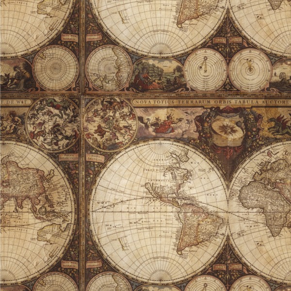 Custom Vintage World Map Wallpaper & Surface Covering (Peel & Stick 24"x 24" Sample)