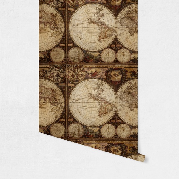 Vintage World Map Wallpaper on Wall