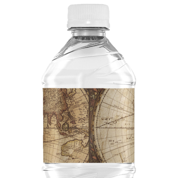 Vintage World Map Water Bottle Label - Back View