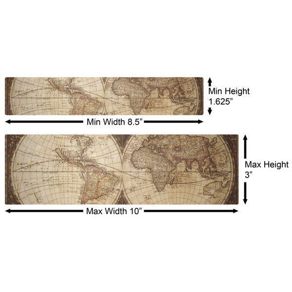 Vintage World Map Water Bottle Labels w/ Dimensions