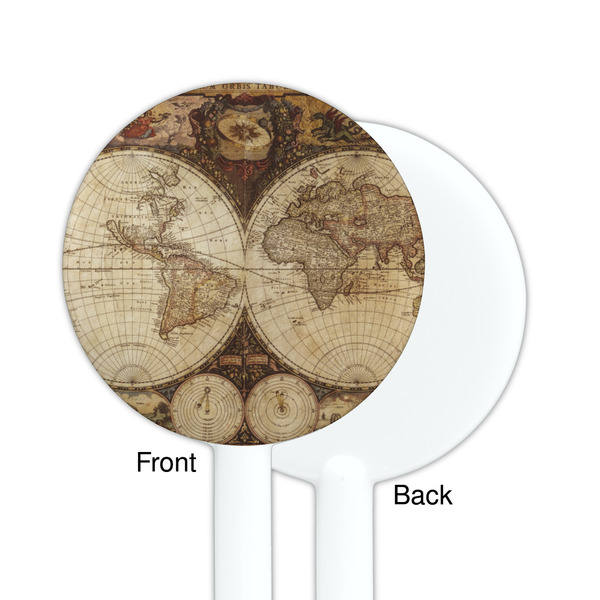 Vintage World Map White Plastic 5.5" Stir Stick - Single Sided - Round - Front & Back