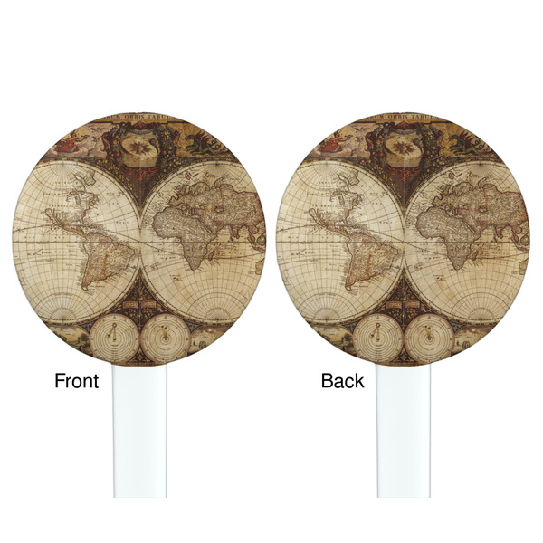 Vintage World Map White Plastic 7" Stir Stick - Double Sided - Round - Front & Back