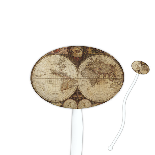 Custom Vintage World Map Oval Stir Sticks