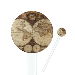 Vintage World Map Round Plastic Stir Sticks