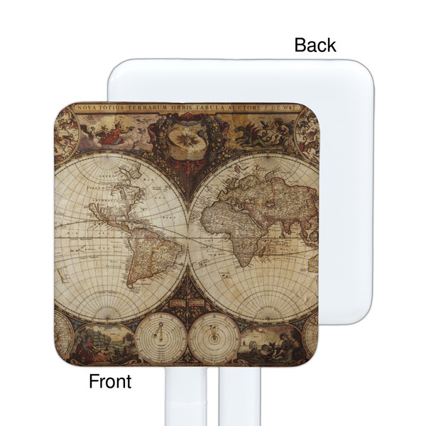 Vintage World Map White Plastic Stir Stick - Single Sided - Square - Approval