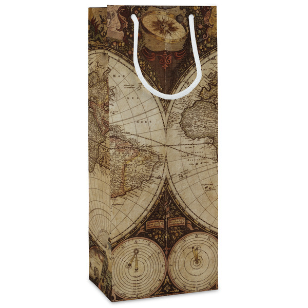 Custom Vintage World Map Wine Gift Bags