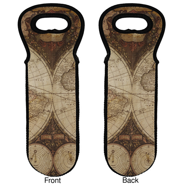 Vintage World Map Wine Tote Front & Back