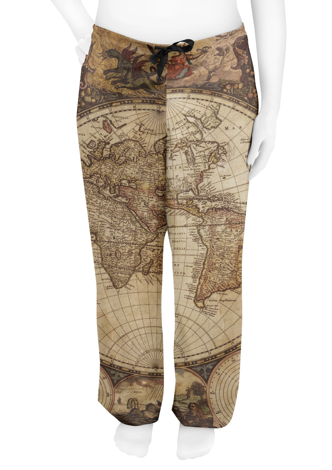 Custom Vintage World Map Womens Pajama Pants | YouCustomizeIt