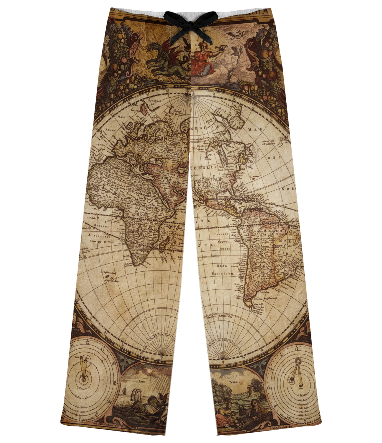 Custom Vintage World Map Womens Pajama Pants | YouCustomizeIt