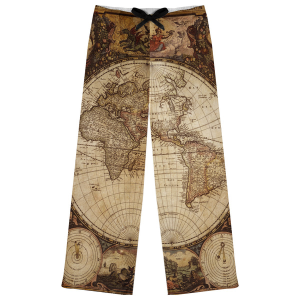 Custom Vintage World Map Womens Pajama Pants - L