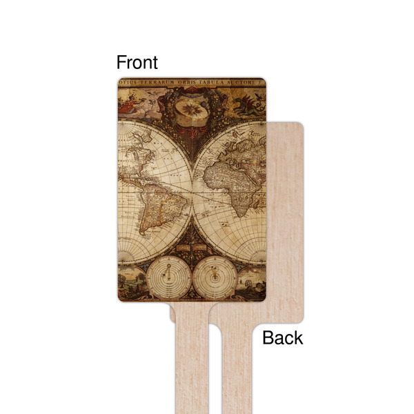 Vintage World Map Wooden 6.25" Stir Stick - Rectangular - Single - Front & Back