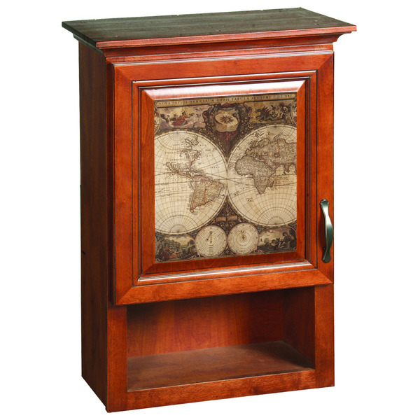 Vintage World Map Wooden Cabinet Decal (Medium)