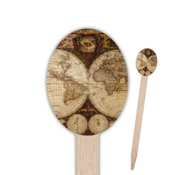 Vintage World Map Oval Wooden Food Picks