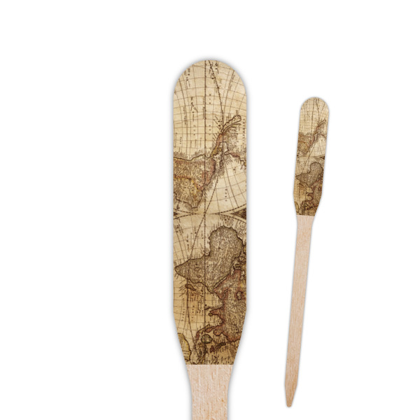 Custom Vintage World Map Paddle Wooden Food Picks - Single Sided
