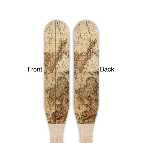 Vintage World Map Wooden Food Pick - Paddle - Double Sided - Front & Back