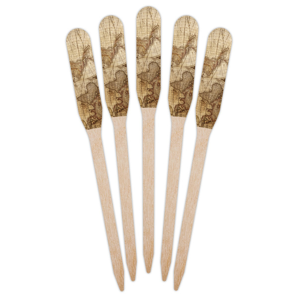 Vintage World Map Wooden Food Pick - Paddle - Fan View