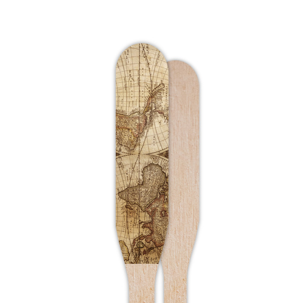 Vintage World Map Wooden Food Pick - Paddle - Single Sided - Front & Back