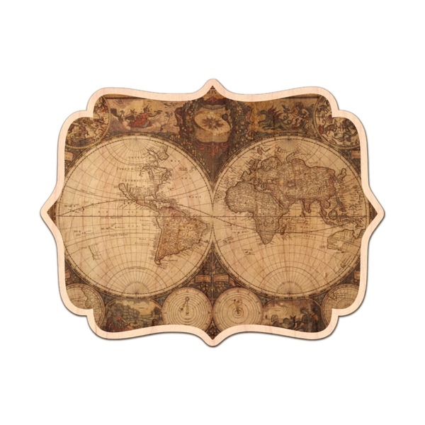 Custom Vintage World Map Genuine Maple or Cherry Wood Sticker