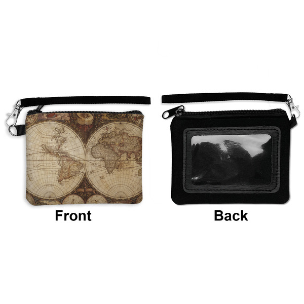 Vintage World Map Wristlet ID Cases - Front & Back