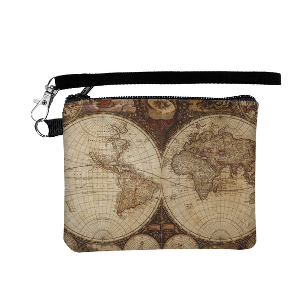 Custom Vintage World Map Wristlet ID Case
