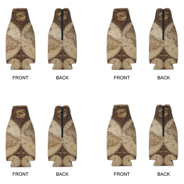 Vintage World Map Zipper Bottle Cooler - Set of 4 - APPROVAL