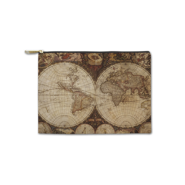 Custom Vintage World Map Zipper Pouch - Small - 8.5"x6"