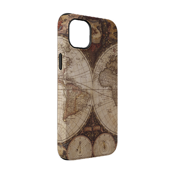 Custom Vintage World Map iPhone Case - Rubber Lined - iPhone 14 Pro