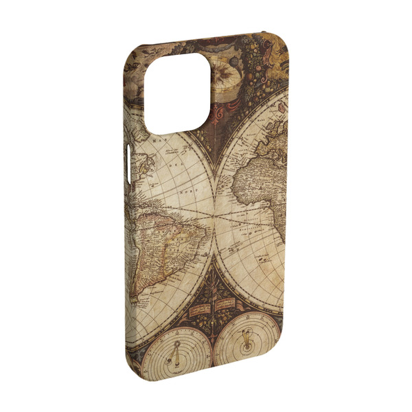 Custom Vintage World Map iPhone Case - Plastic - iPhone 15 Pro