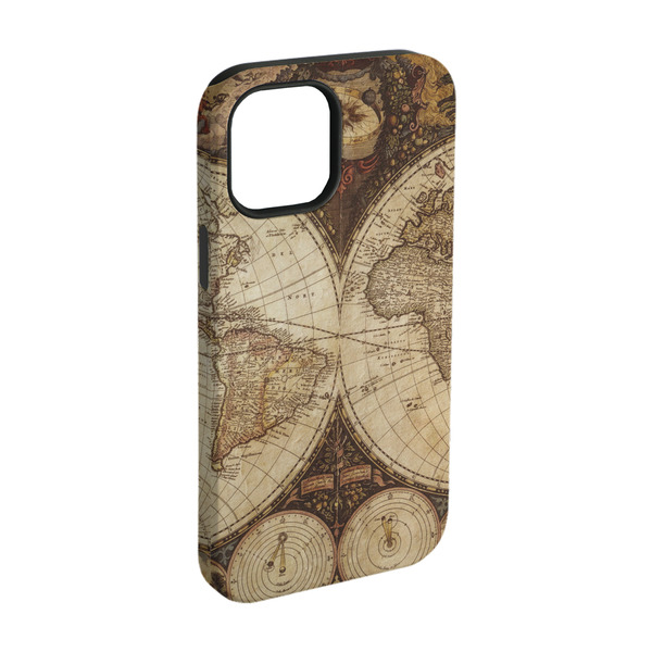 Custom Vintage World Map iPhone Case - Rubber Lined - iPhone 15 Pro